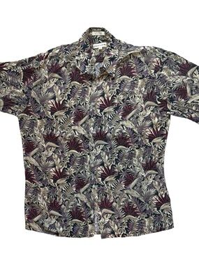 Pierre Cardin Tropical Print Short Sleeve Shirt - Burgundy, Beige, Black
